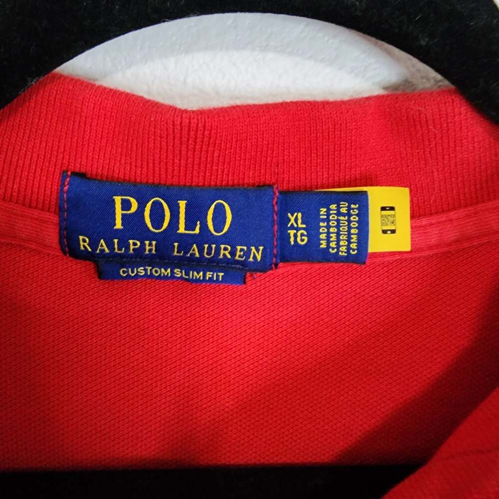 Polo Ralph Lauren Men's Custom Slim Fit Mesh Polo Shirt Red‎ XL - Picture 4 of 5